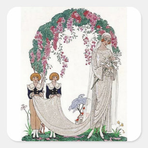 Sticker Carré Mariée Art déco