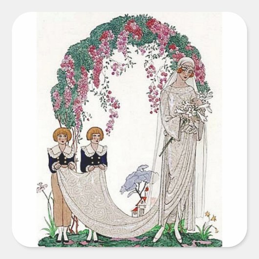 Sticker Carré Mariée Art déco (Devant)