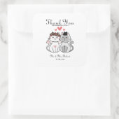 Sticker Carré Mariée De Chat Cute Et Mariage De Groom (Sac)