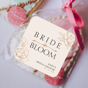 Sticker Carré Mariée en fleurs Mariage Tan Brun