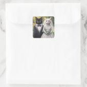 Sticker Carré Mariée et mari chat (Sac)