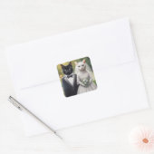 Sticker Carré Mariée et mari chat (Enveloppe)