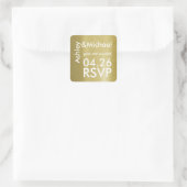 Sticker Carré Mariée et marié faux or mariage rsvp (Sac)