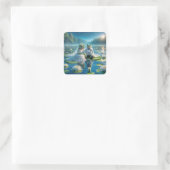 Sticker Carré Mariée et marié grenouilles sur un nénuphar (Sac)