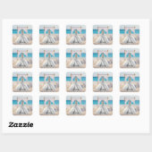 Sticker Carré Mariée Mariage Jour Plage Mariage Fancy Gown (Feuille)