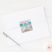 Sticker Carré Mariée Mariage Jour Plage Mariage Fancy Gown (Enveloppe)