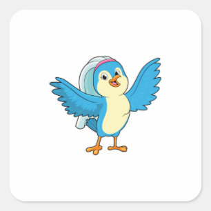 Sticker Carré Mariée oiseau voilée