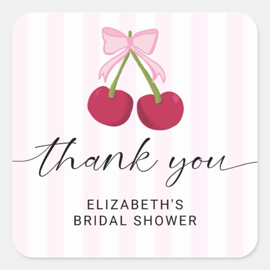 Sticker Carré Mariée sur Fleur de Mariage Coquette Arc Rayures (Devant)