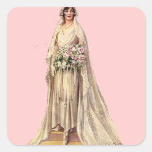 Sticker Carré Mariée Vintage