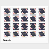 Sticker Carré Marine Bleu Blanc Or rose Mariage Merci (Feuille)