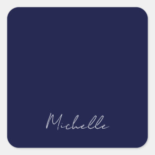 Sticker Carré Marine Bleu Couleur Plaque Moderne Nom Propre Call