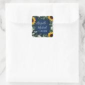 Sticker Carré Marine Bleu Tournesol Rustique Mariage Faveurs Sti (Sac)