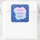 Sticker Carré Marine Blue LOVE Retro Élégant (Sac)