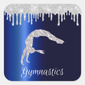 Sticker Carré Marine Blue Metallic Argent Sparkle Gymnastique (Devant)