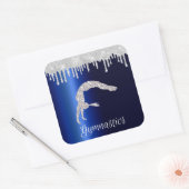 Sticker Carré Marine Blue Metallic Argent Sparkle Gymnastique (Enveloppe)