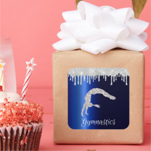 Sticker Carré Marine Blue Metallic Argent Sparkle Gymnastique