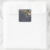 Sticker Carré Marine Boho Orange Blossom Botanique Mariage (Sac)