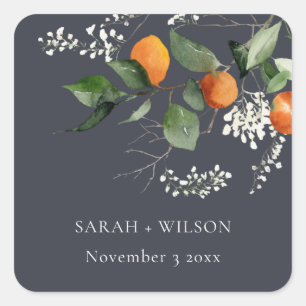 Sticker Carré Marine Boho Orange Blossom Botanique Mariage