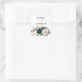 Sticker Carré Marine & Dusty Blue Blush Rose Floral (Sac)