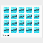 Sticker Carré Marine Eau Chic Cool élégant Baleine Bleue Requin (Feuille)