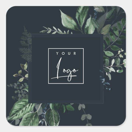 Sticker Carré Marine Moderne Vert Feuillage Tropical Foliage Fer (Devant)