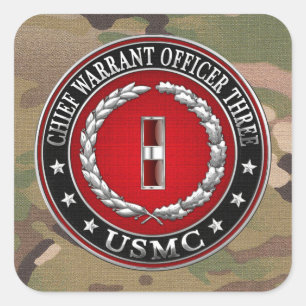 Sticker Carré Marines des États-Unis : Adjudant-chef trois (USMC