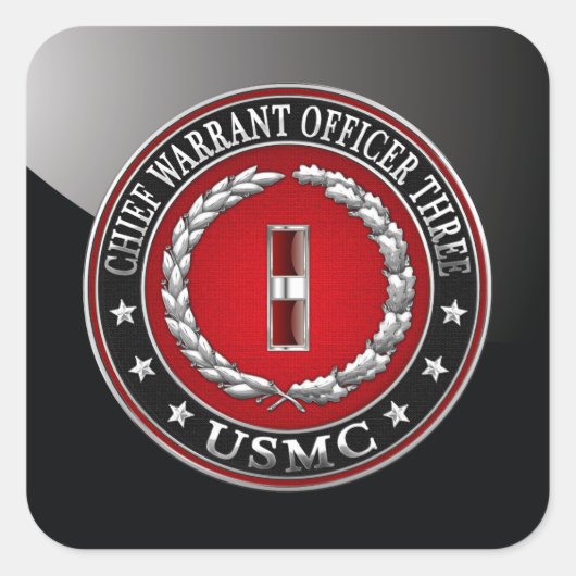 Sticker Carré Marines des États-Unis : Adjudant-chef trois (USMC (Devant)