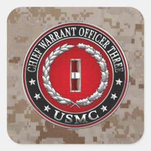 Sticker Carré Marines des États-Unis : Adjudant-chef trois (USMC