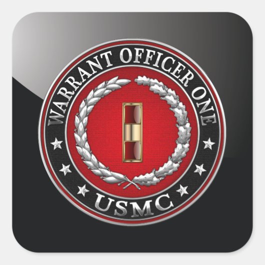 Sticker Carré Marines des États-Unis : Adjudant un (USMC WO-1) [ (Devant)