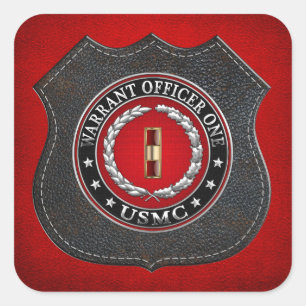Sticker Carré Marines des États-Unis : Adjudant un (USMC WO-1) [