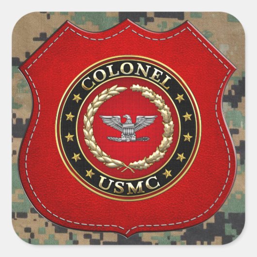 Sticker Carré Marines des États-Unis : Colonel (USMC Col) [3D] (Devant)