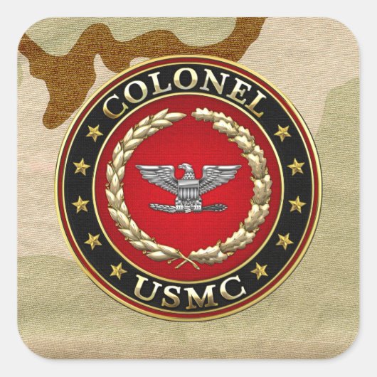 Sticker Carré Marines des États-Unis : Colonel (USMC Col) [3D] (Devant)
