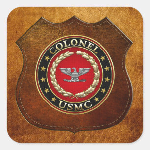 Sticker Carré Marines des États-Unis : Colonel (USMC Col) [3D]