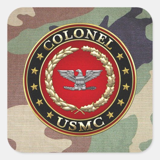 Sticker Carré Marines des États-Unis : Colonel (USMC Col) [3D] (Devant)
