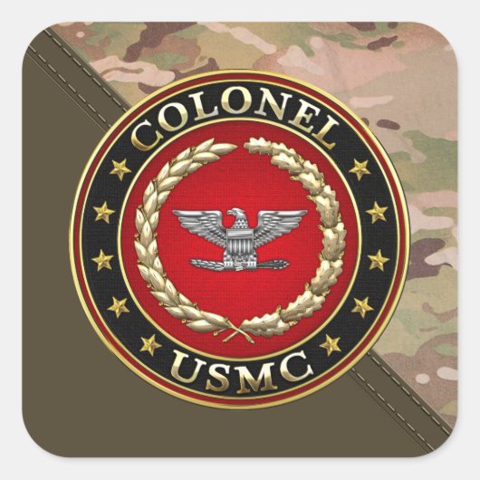Sticker Carré Marines des États-Unis : Colonel (USMC Col) [3D] (Devant)
