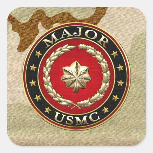 Sticker Carré Marines des États-Unis : Major (major de l'USMC) [ (Devant)