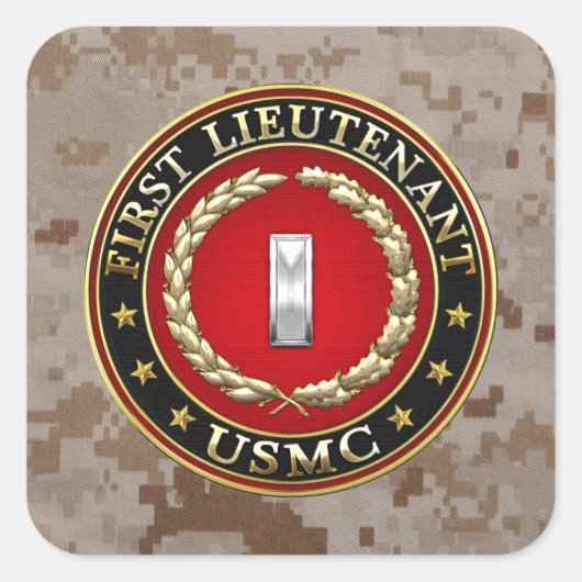 Sticker Carré Marines des États-Unis : Premier lieutenant (USMC  (Devant)