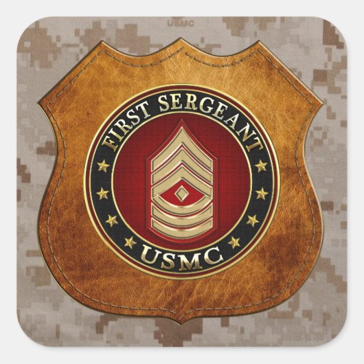 Sticker Carré Marines des États-Unis : Premier sergent (USMC 1er (Devant)
