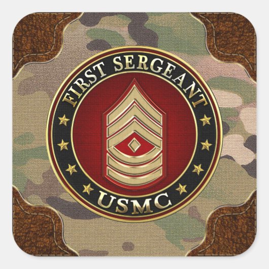 Sticker Carré Marines des États-Unis : Premier sergent (USMC 1er (Devant)