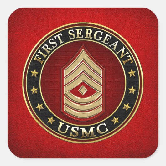 Sticker Carré Marines des États-Unis : Premier sergent (USMC 1er (Devant)
