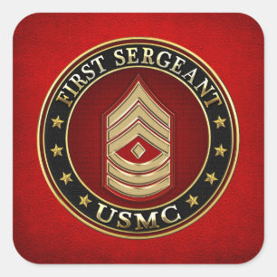 Sticker Carré Marines des États-Unis : Premier sergent (USMC 1er