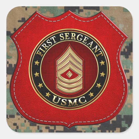 Sticker Carré Marines des États-Unis : Premier sergent (USMC 1er (Devant)