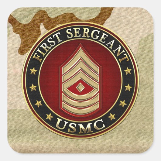 Sticker Carré Marines des États-Unis : Premier sergent (USMC 1er (Devant)