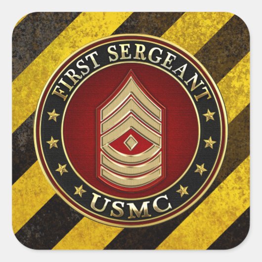 Sticker Carré Marines des États-Unis : Premier sergent (USMC 1er (Devant)