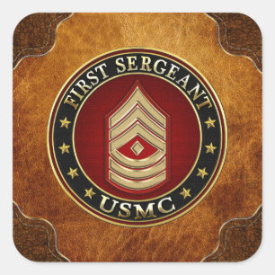 Sticker Carré Marines des États-Unis : Premier sergent (USMC 1er