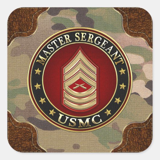 Sticker Carré Marines des États-Unis : Sergent-maître (USMC MSgt (Devant)