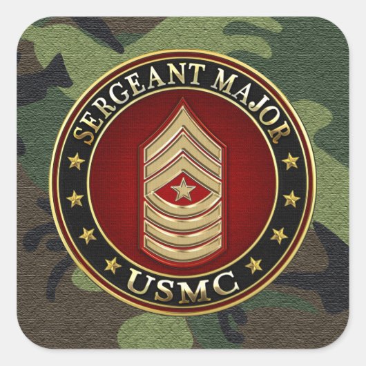 Sticker Carré Marines des États-Unis : Sergent-major (SgtMaj de  (Devant)