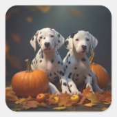 Sticker Carré Marionnette dalmate Automne Citrouille délice (Devant)