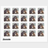Sticker Carré Marmotte mère avec bébé (Feuille)