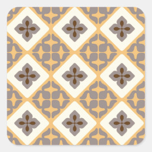 Sticker Carré Marocain Motif en carrelage Floral Apricot Mauve